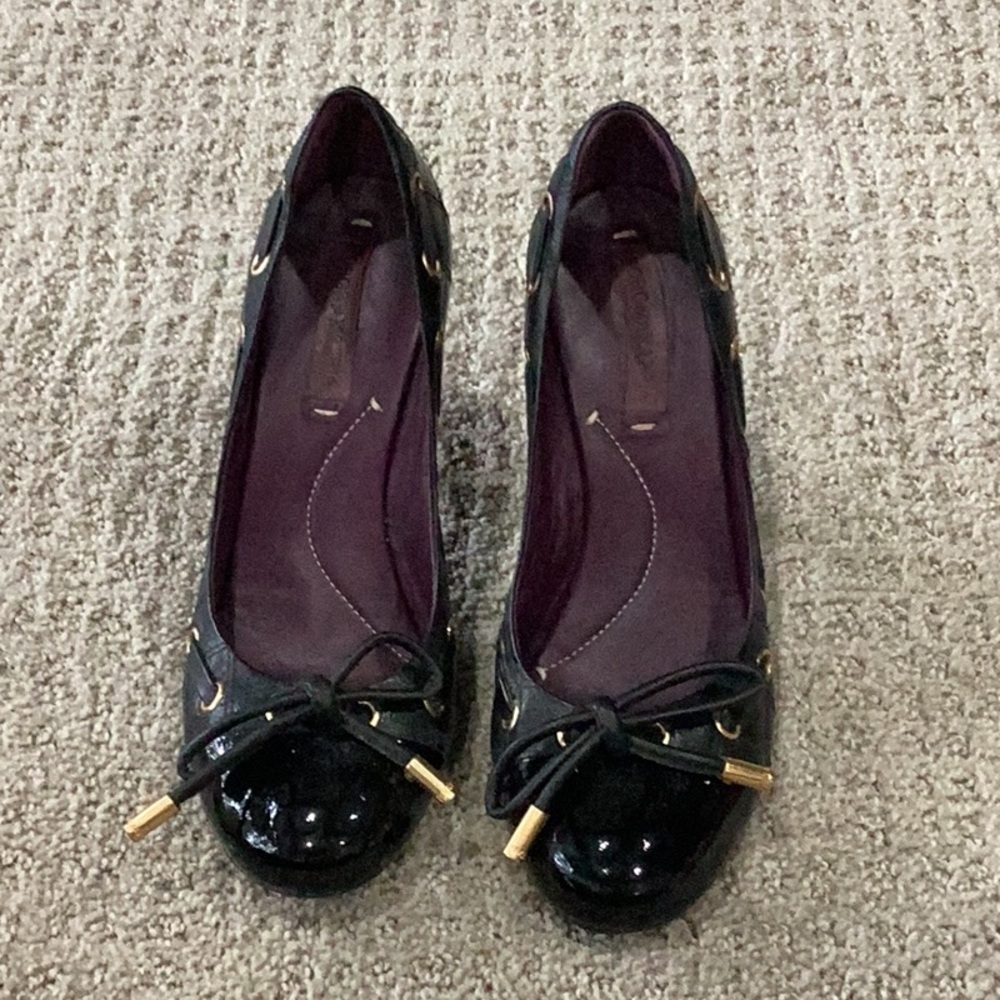 BCBGMaxAzria Black Heels with Gold Accents